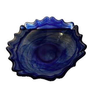 Artistic Accents Cobalt Blue Swirl Art Glass Bowls Set of 6
